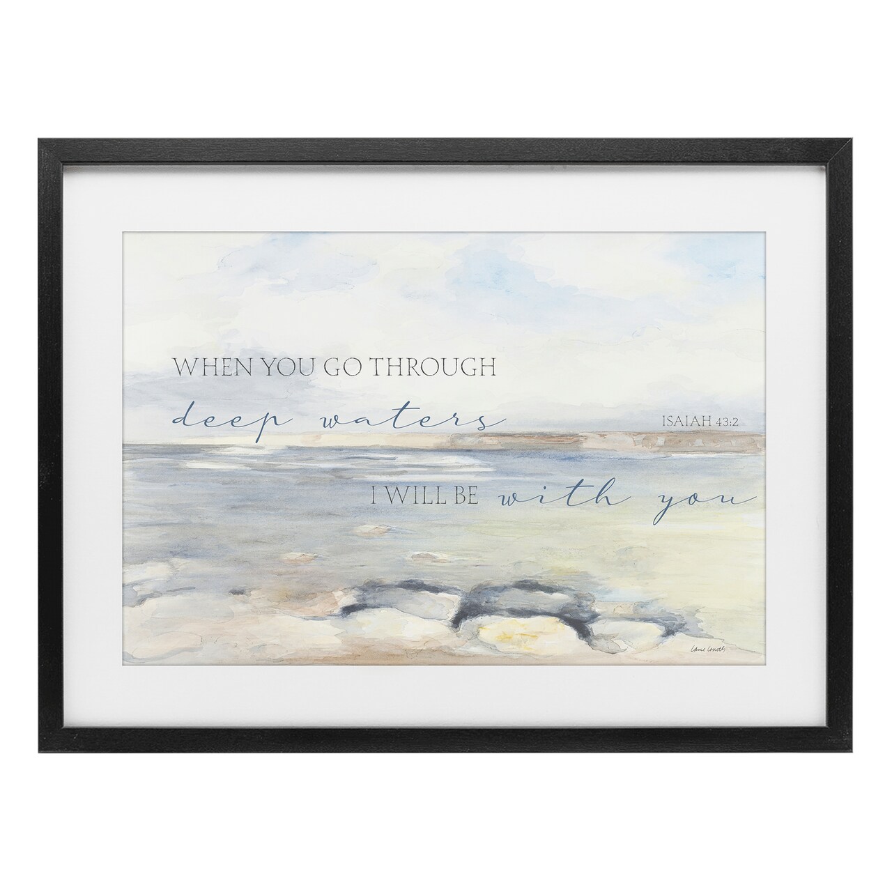 Stupell Industries Deep Waters Isaiah 43:2 Framed Print Under Glass, design by Lanie Loreth